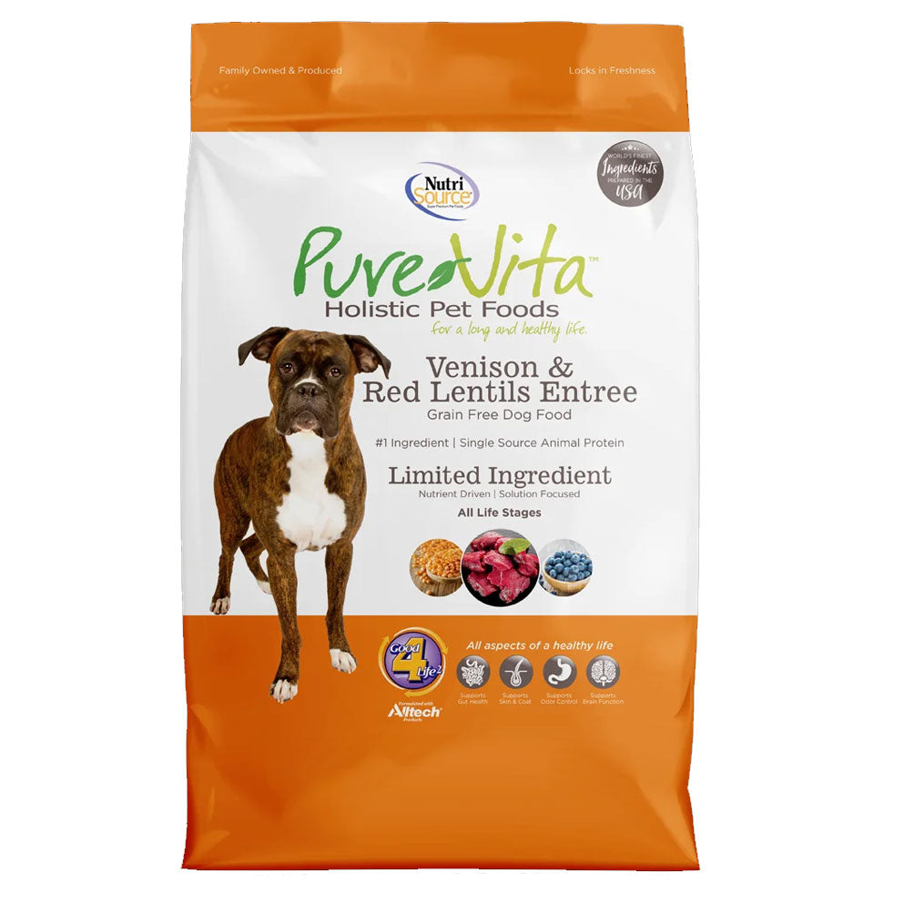 Nutrisource Pure Vita Venison & Red Lentils Grain Free Entree Dry Dog