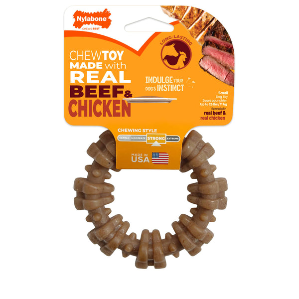 Nylabone Strong Chew Textured Ring Beef & Chicken Flavor
