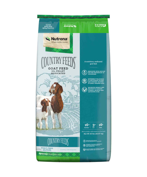 Nutrena Country Feeds 16% Pelleted Goat Feed Medicated bag