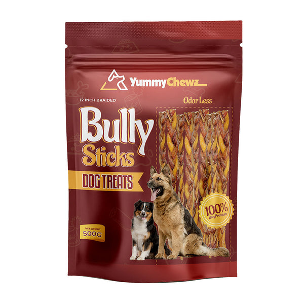 Yummy Chewz Braided Organic Bully Sticks, 500 g Bulk Bag, additional view 2