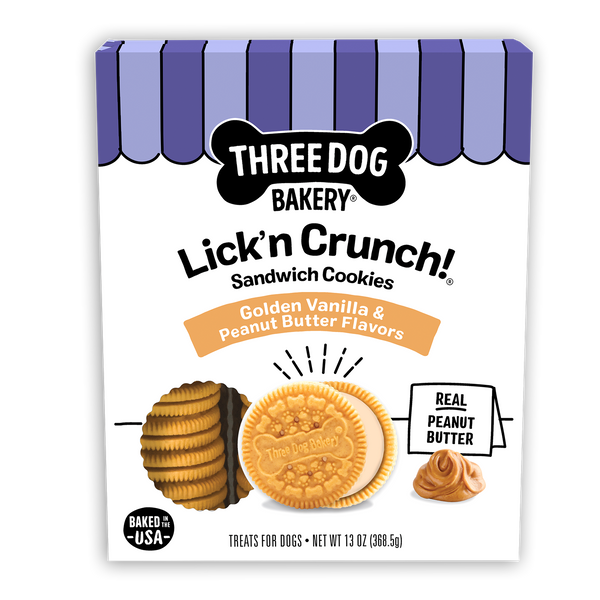 Three Dog Bakery Lick'n Crunch Sandwich Cookie Dog Treats, additional view 1