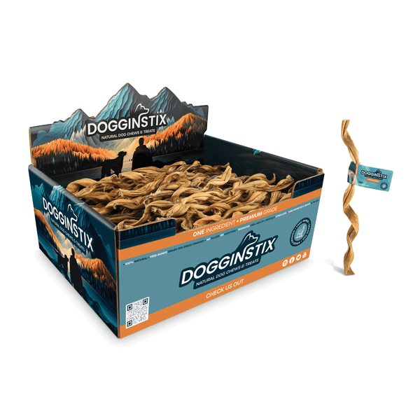Dogginstix 12-inch lamb collagen twist, a light single ingredient rawhide free dog chew