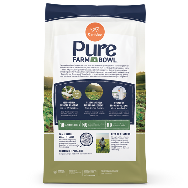 Canidae Pure Farm To Bowl Cage-Free Duck & Sweet Potato Grain Free Recipe Dry Dog Food