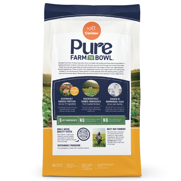 Canidae Pure Farm To Bowl Healthy Weight Free-Range Chicken & Pea Recipe Dry Dog Food