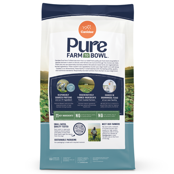Canidae Pure Farm To Bowl Pasture-Raised Lamb and Goat & Venison Meals Grain Free RecipeDry Dog Food