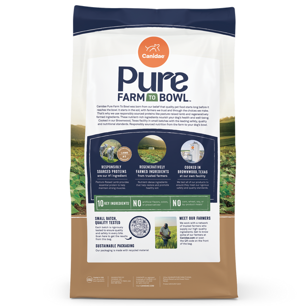 Canidae Pure Farm To Bowl Pasture-Raised Lamb & Sweet Potato Grain Free Recipe Dry Dog Food