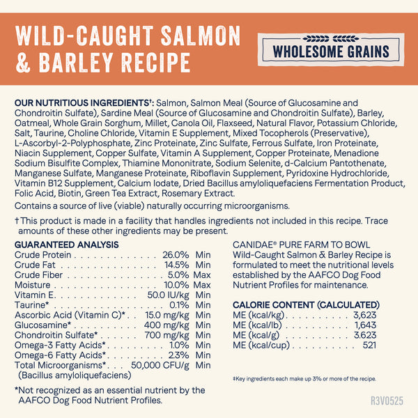 Canidae Pure Farm to Bowl Wild-Caught Salmon & Barley Recipe Dry Dog Food