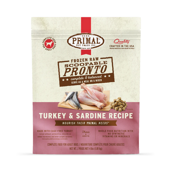 Primal Pronto Turkey & Sardine Scoop & Serve Frozen Dog Food