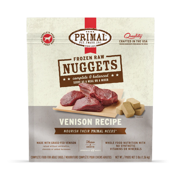 Primal Venison Nuggets Frozen Dog Food