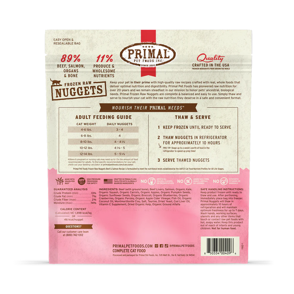 Primal Beef & Salmon Nuggets Frozen Cat Food