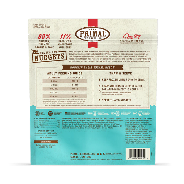 Primal Chicken & Salmon Nuggets Frozen Cat Food