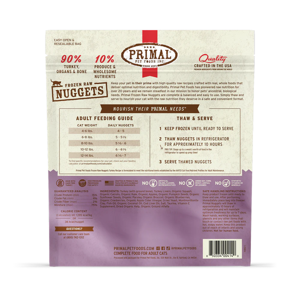 Primal Turkey Nuggets Frozen Cat Food