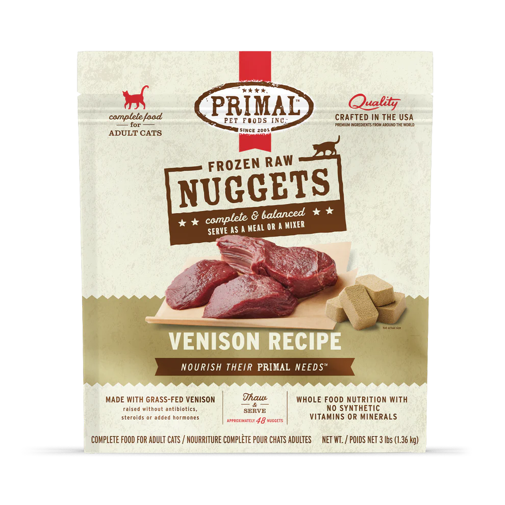 Primal Venison Nuggets Frozen Cat Food