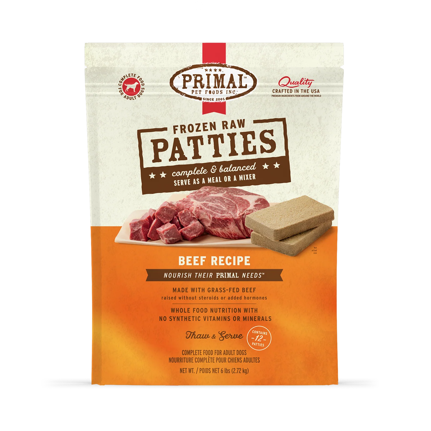 Primal Beef Patties Frozen Dog Food