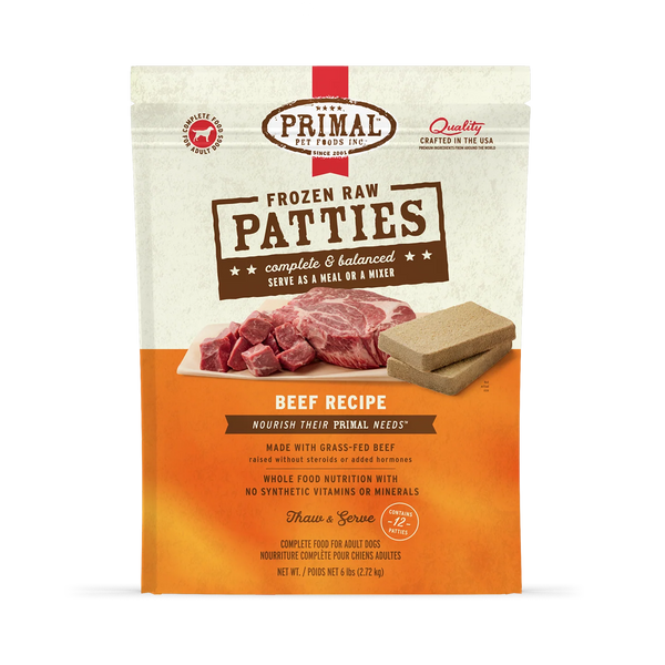 Primal Beef Patties Frozen Dog Food