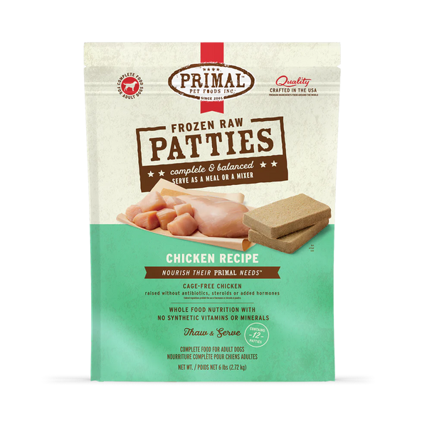 Primal Chicken Patties Frozen Dog Food