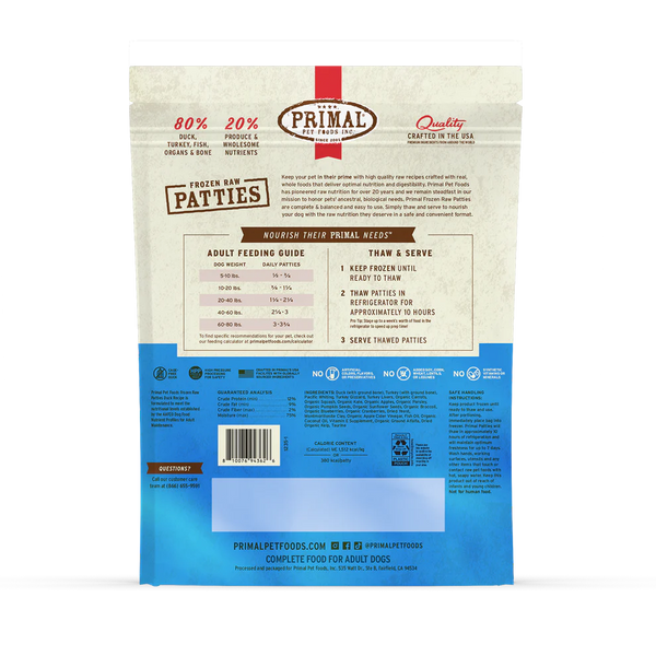 Primal Duck Patties Frozen Dog Food