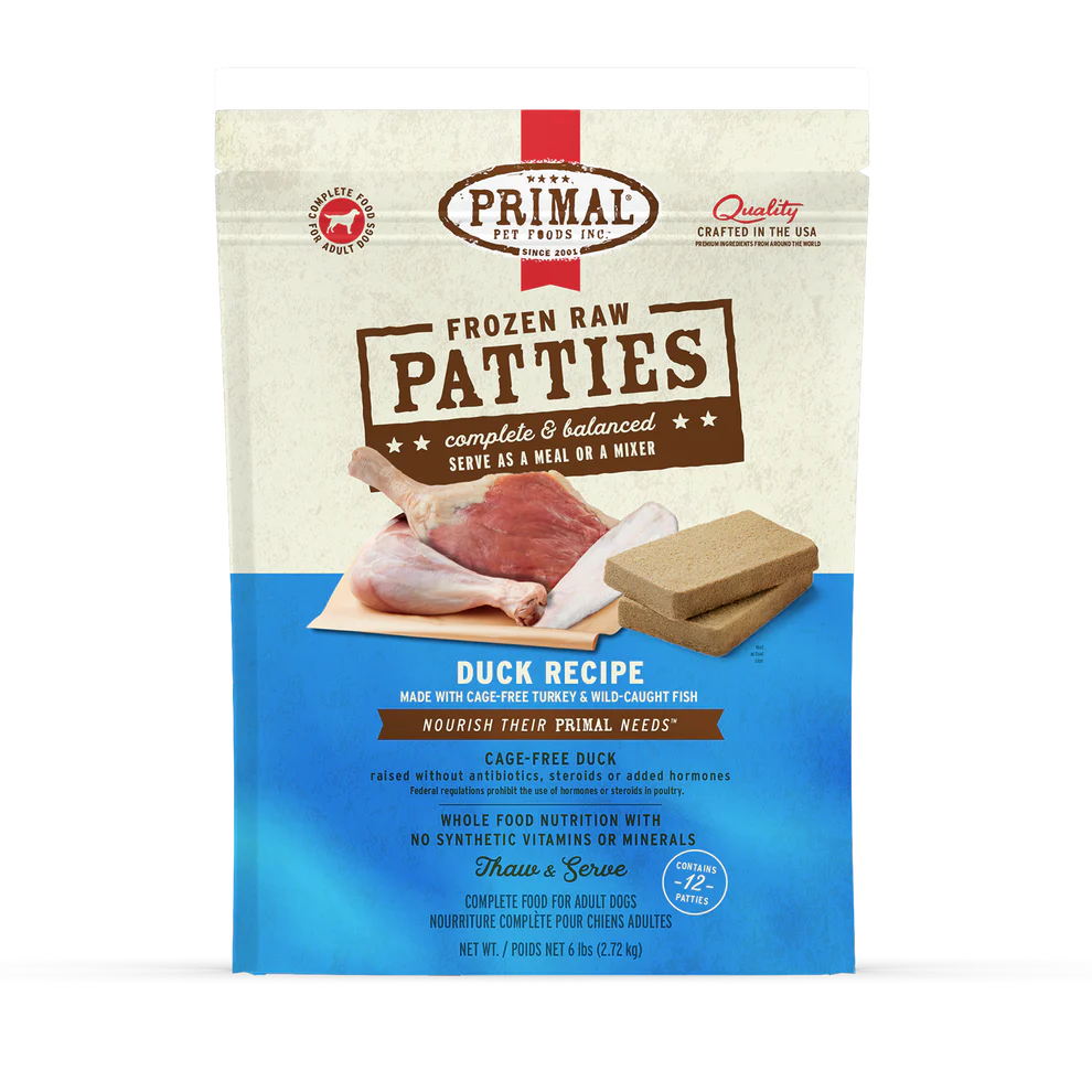 Primal Duck Patties Frozen Dog Food