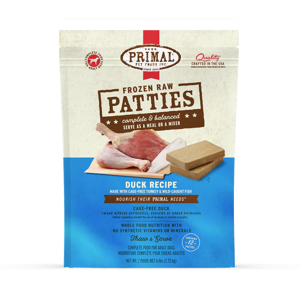 Primal Duck Patties Frozen Dog Food