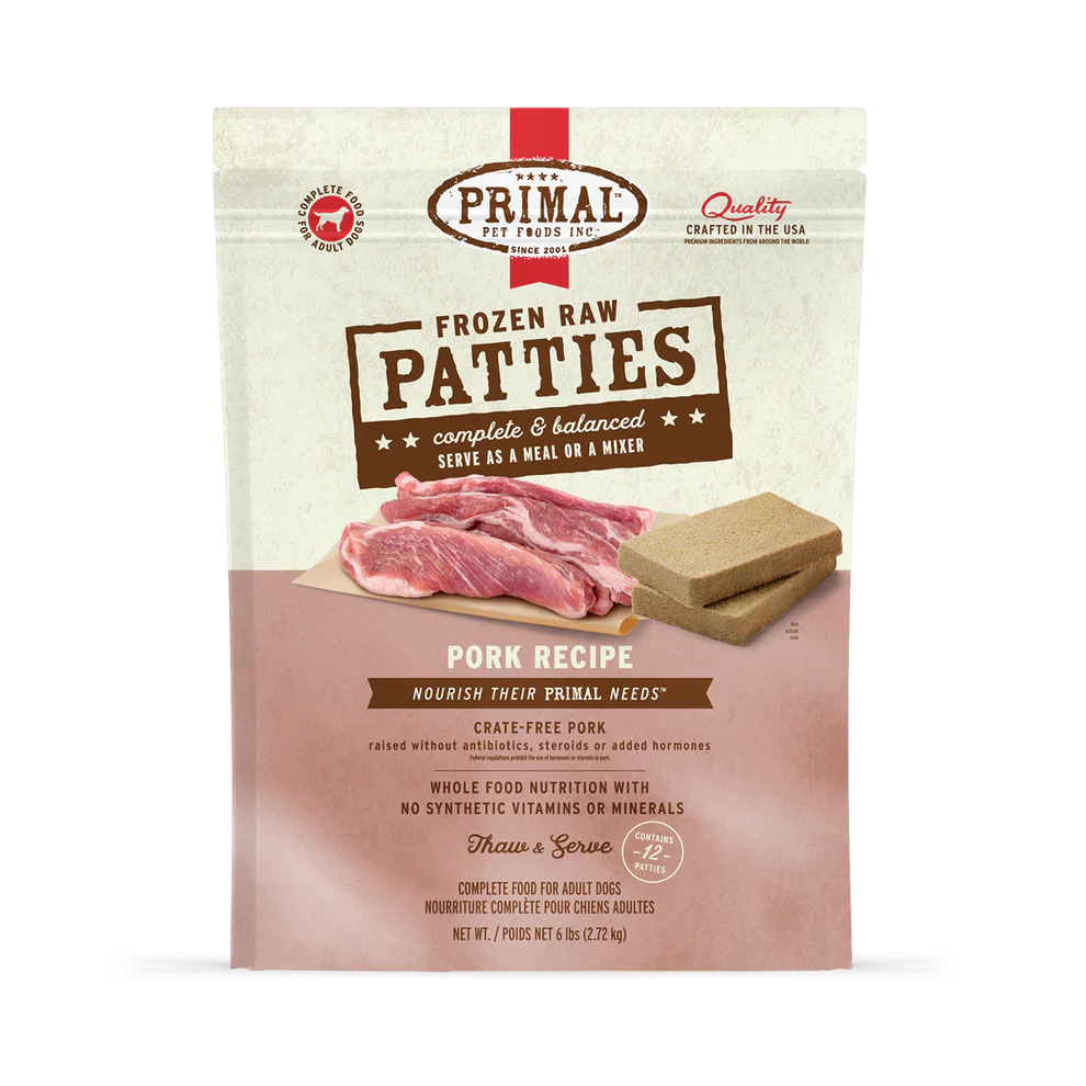 Primal Pork Patties Frozen Dog Food