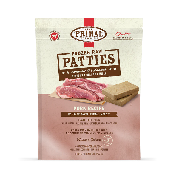 Primal Pork Patties Frozen Dog Food
