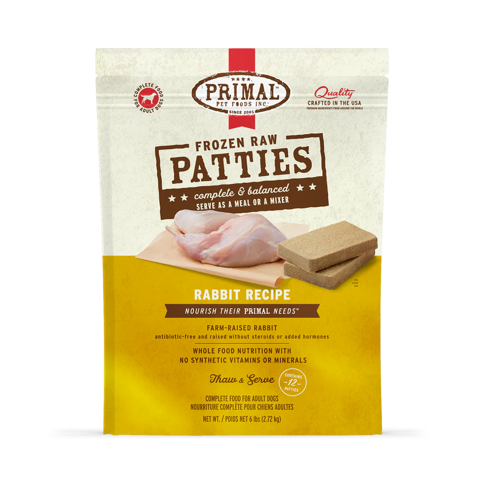 Primal Rabbit Patties Frozen Dog Food