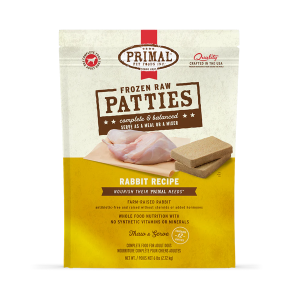 Primal Rabbit Patties Frozen Dog Food