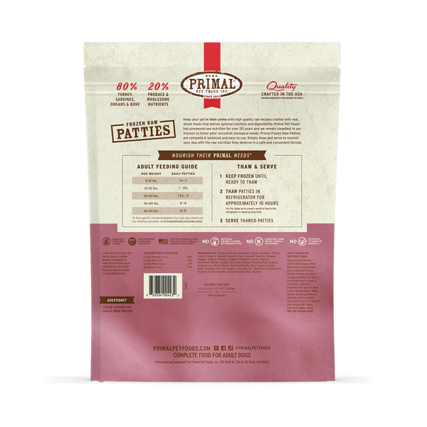 Primal Frozen Turkey & Sardine Patties