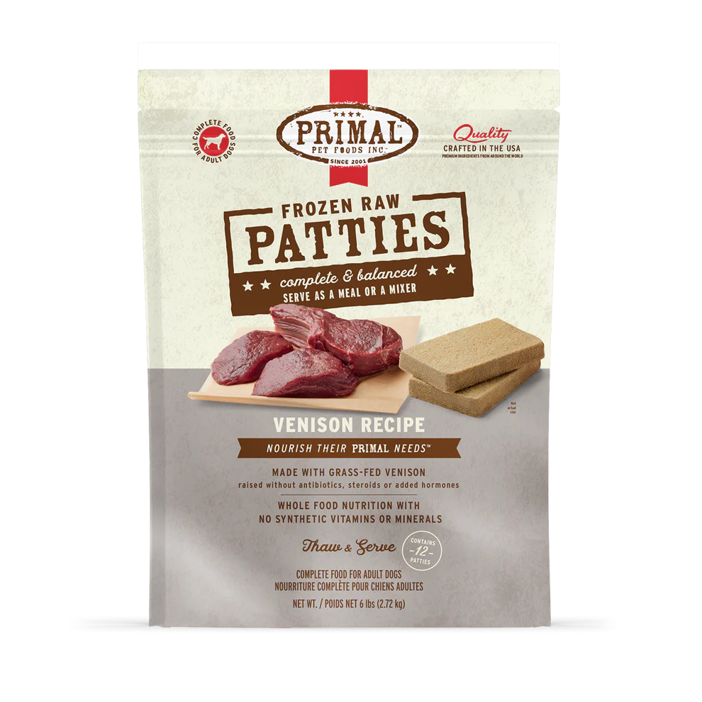 Primal Venison Patties Frozen Dog Food