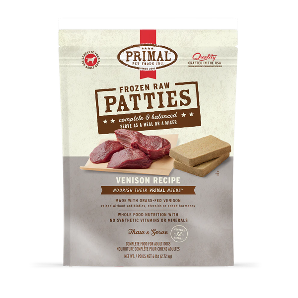 Primal Venison Patties Frozen Dog Food