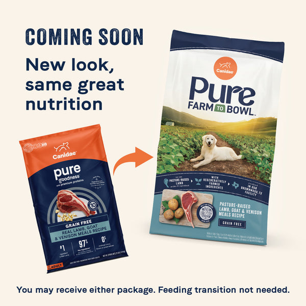 Canidae Pure Farm To Bowl Pasture-Raised Lamb and Goat & Venison Meals Grain Free RecipeDry Dog Food