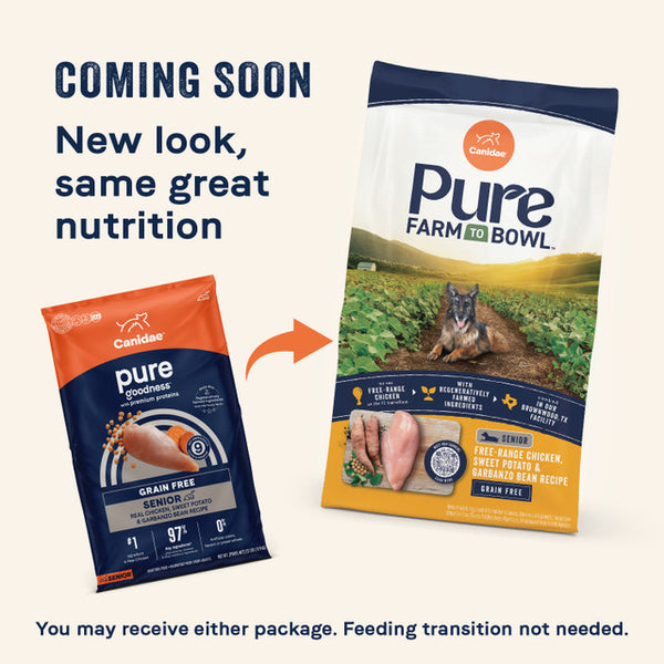 Canidae Pure Farm To Bowl Senior Free-Range Chicken, Sweet Potato & Garbanzo Bean Recipe