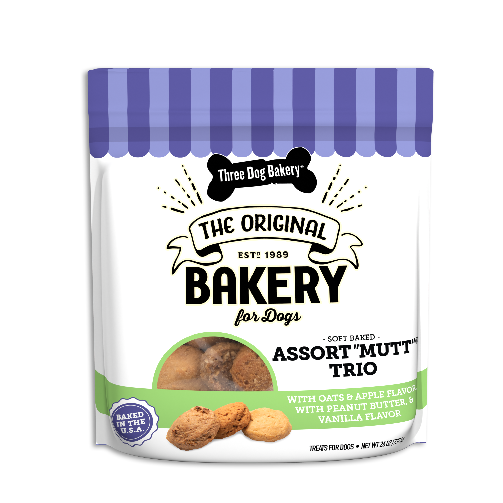 Three Dog Bakery Assort "Mutt" Trio Soft-Baked Cookie Dog Treats