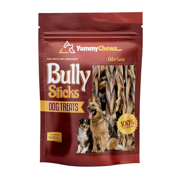 Yummy Chewz Braided Organic Bully Sticks, 500 g Bulk Bag