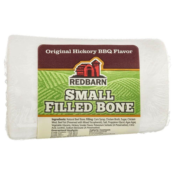 Redbarn Hickory BBQ Filled Bone small size, a beef femur bone filled with hickory BBQ flavor filling
