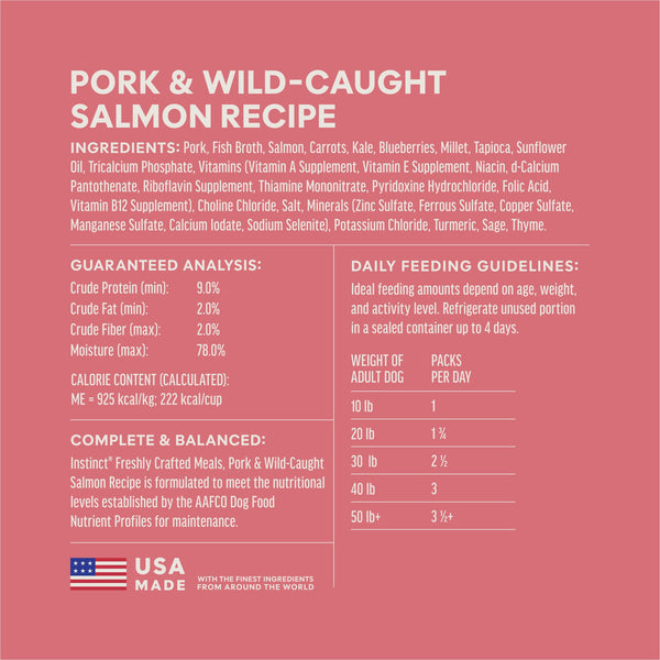 Instinct Freshly Crafted Meals Pork & Wild-Caught Salmon Recipe Wet Dog Food