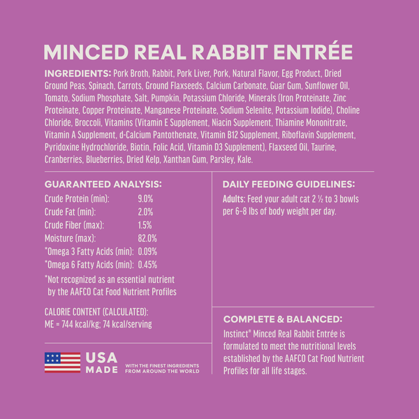 Instinct Minced Cups Rabbit Recipe Wet Cat Food
