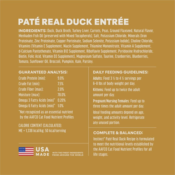 Instinct Pate Split Cup Grain Free - Real Duck Entrée Wet Cat Food