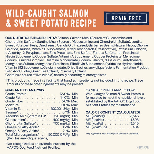 Canidae Pure Farm to Bowl Wild-Caught Salmon & Sweet Potato Grain Free Recipe Dry Dog Food