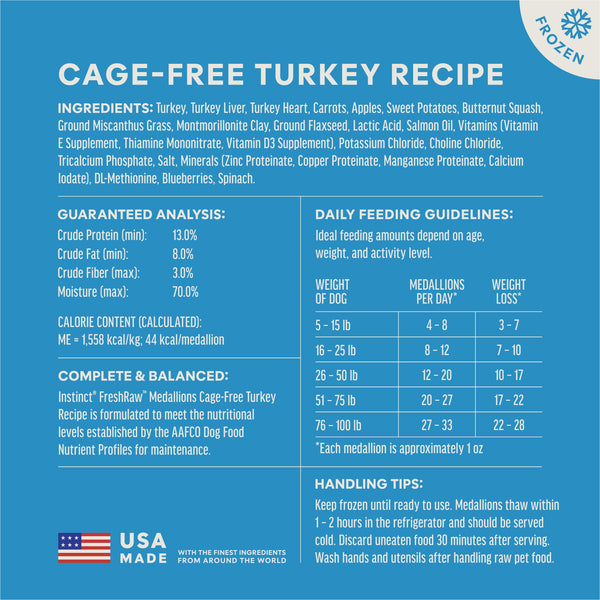 Instinct FreshRaw Medallions Cage-Free Turkey Recipe Frozen Dog Food