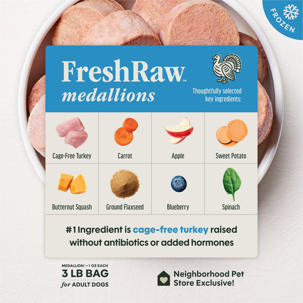Instinct FreshRaw Medallions Cage-Free Turkey Recipe Frozen Dog Food