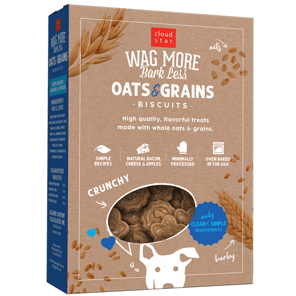 Wag More Bark Less Oats & Grains Crunchy Dog Treats, Bacon, Cheese & Apples, additional view 1