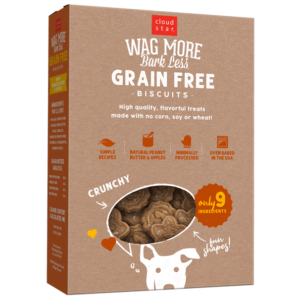 Wag More Bark Less Crunchy Grain Free Dog Treats, Peanut Butter & Apples, additional view 1
