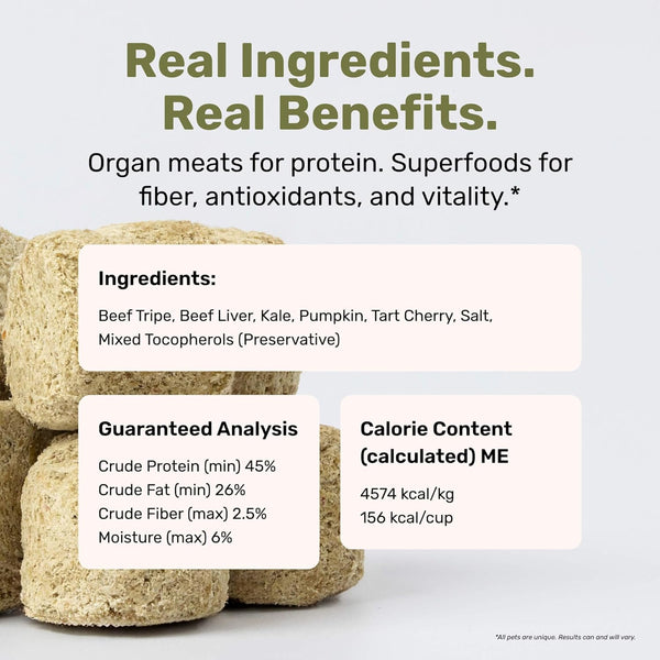 Badlands Ranch Superfood Nuggets Beef Tripe & Kale Freeze Dried Dog Treats or Topper