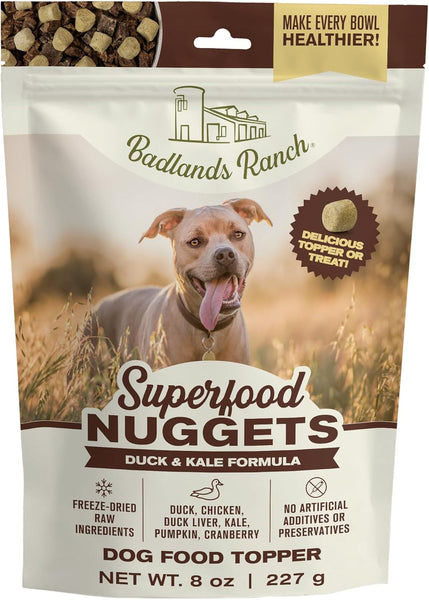 Badlands Ranch Superfood Nuggets Duck & Kale Freeze Dried Dog Treats or Topper