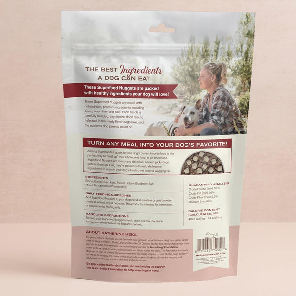 Badlands Ranch Superfood Nuggets Bison & Kale Freeze Dried Dog Treats or Topper