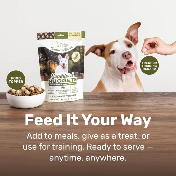 Badlands Ranch Superfood Nuggets Beef Tripe & Kale Freeze Dried Dog Treats or Topper