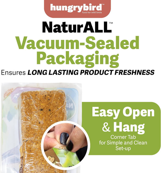 HungryBird NaturAll Non-GMO, High-Protein Suet Bar with Hot Pepper Filling for Outside Wild Birds
