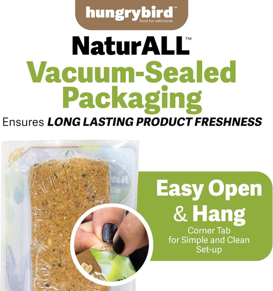 HungryBird NaturAll Non-GMO, High-Protein Suet Bar with Peanut Butter Filling for Outside Wild Birds