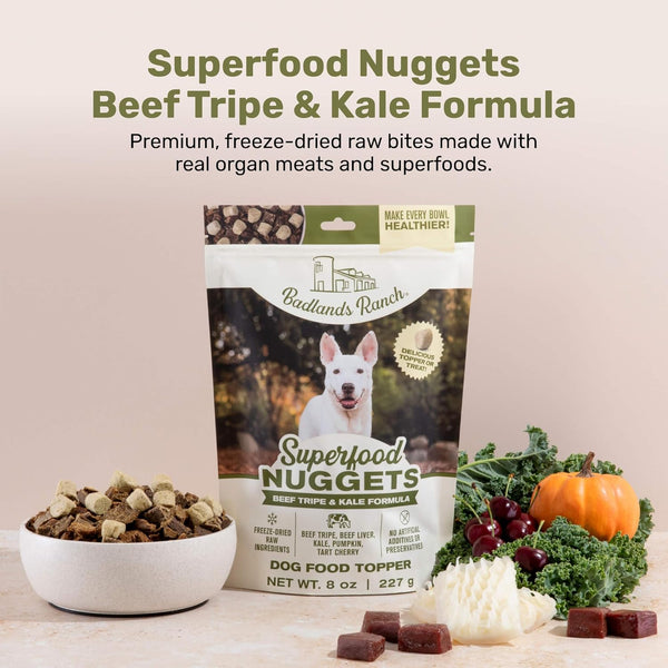 Badlands Ranch Superfood Nuggets Beef Tripe & Kale Freeze Dried Dog Treats or Topper